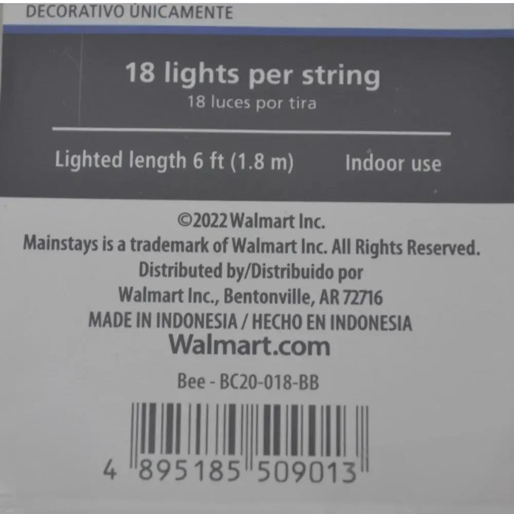 Mainstays Honey Bee Yellow String Light Battery Operated